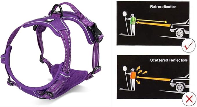 Truelove No Pull Dog Harness with Easy Control Handle and 2 Leash Attachments,Reflective Adjustable Pet Vest-Mewly Pet