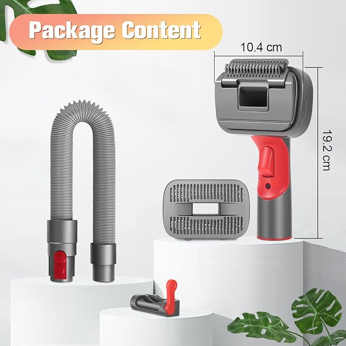 FUNTECK 2-in-1 Dog Hair Vacuum Brush for Grooming & Shedding Compatible with Dyson Gen5, V15, V12, V11, V10, V8, V7 – Removes Loose Hair, Dander, Undercoat & Tangles – Self-Cleaning Design-Mewly Pet