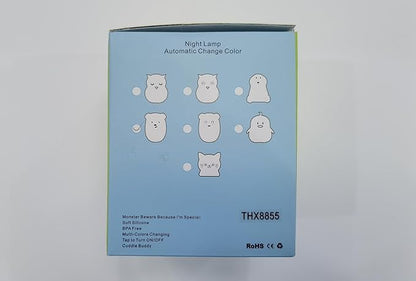 Bear Night Light for Kids, Rechargeable LED Children Lamp, Soft Silicone (BPA Free) for Baby/Boy/Girl/Adult, Remote & Touch Control Adjustable Brightness and Color (9 Colors), Eye Caring