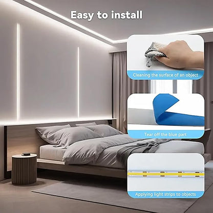 24V COB LED Strip Light, 16.4ft Touch Dimmable LED Light Strip, High Density Flexible White Tape Lights, CRI90+ LED Lighting for Backlighting for TV, Bedroom, Cabinet, Indoor Decor