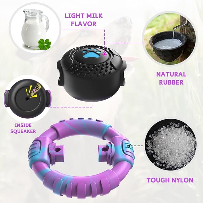 Dog Toys for Aggressive Chewers Large Medium Small Breed Indestructible Durable Tough Squeaky Dog Chew Toys to Keep Them Busy Nylon Rubber Interactive Dog Toys-Mewly Pet