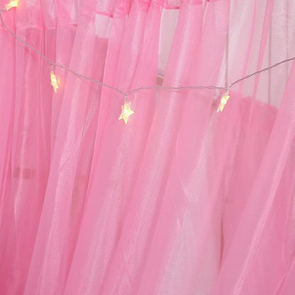 Akiky Bed Canopy Panels Canopy Bed Curtains with Lights for Girls Boys Adults,Home Decoration Set of 8 Panels (Full/Queen, Pink)