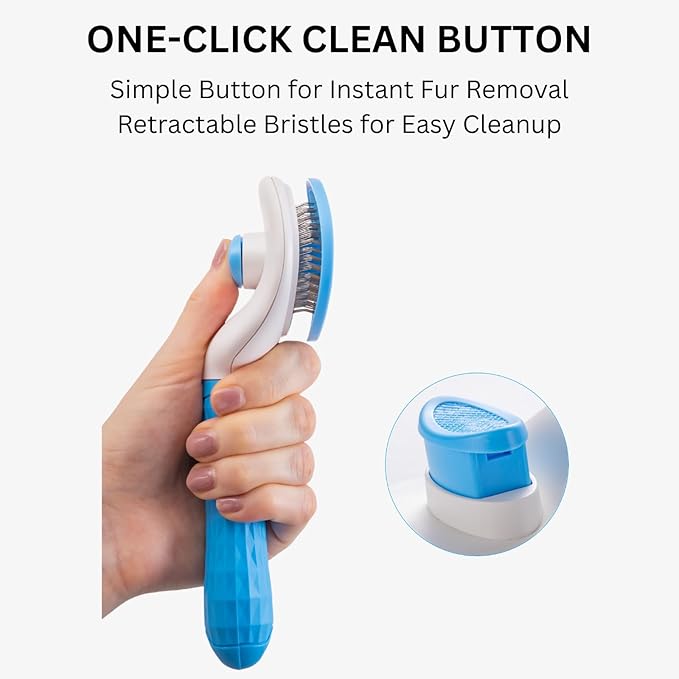 AIXINPET Cat & Dog Self Cleaning Slicker Brush - Easy to Remove Loose Fur, Harmless Deshedding Grooming Tool, Massaging Function - Suitable for Shedding & Furry Pets, like Rabbits and Ferrets-Mewly Pet