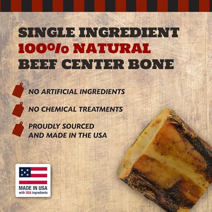 2" Beef Marrow Dog Bones for Aggressive Chewers, Small Breed Dog Treat, Natural, Tough, Chew Toy, Made in The USA, 6 Count-Mewly Pet