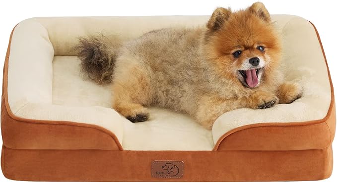 Bedsure Orthopedic Dog Beds for Small Dogs - Washable Small Dog Cat Bed Waterproof, Comfort Pet Couch Sofa with Washable Removable Cover, Pets Bed with Nonskid Bottom, Ember Clay, 24"-Mewly Pet