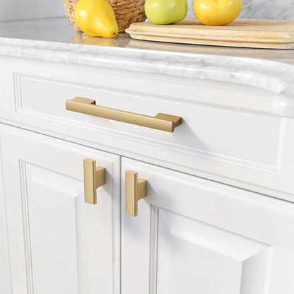 Asidrama 10 Pack 5 Inch(128mm) Brushed Gold Kitchen Cabinet Handles, Cabinet Pulls Gold Kitchen Cabinet Hardware for Cupboard Drawer Handles Dresser Pulls