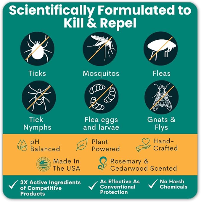 Trail Guard Natural Extra Strength Insect, Flea and Tick Spray for Dogs, Cats, People & Home - 16oz Lemongrass Scented Plant-Based Insect & Tick Repellent for Dogs - Kid Safe (16oz)-Mewly Pet