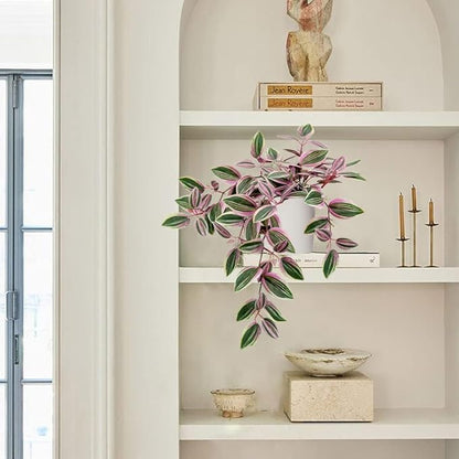 Fake Hanging Plants in Ceramic Pot, 20 Inch Artificial Pink Ivy Leaves Plant Faux Greenery Vine Plants for Home Bedroom Office Table Shef Desk Indoor Outdoor Decor Pink