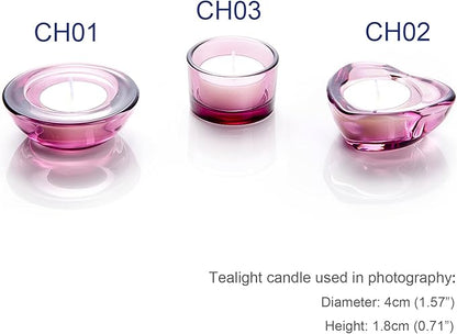 Red Tealight Candle Holders - Set of 12, Round Chunky Glass Candle Holder, 3" Diameter - CH01 - Aubergine Purple