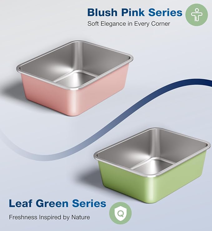 Stainless Steel Litter Box, Large Metal Cat Litter Box with High Sided for Big and Small Cats, Non-Stick, Easy to Clean, Odor-Free, 23.4" L×15.6" W×5.9" H, Blush Pink-Mewly Pet