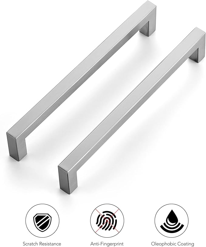 Ravinte 30 Pack 7-1/2 Inch Kitchen Square Cabinet Handles Satin Nickel Pulls Brushed Nickel Kitchen Cabinet Hardware Handles for Cupboard Drawer Pulls
