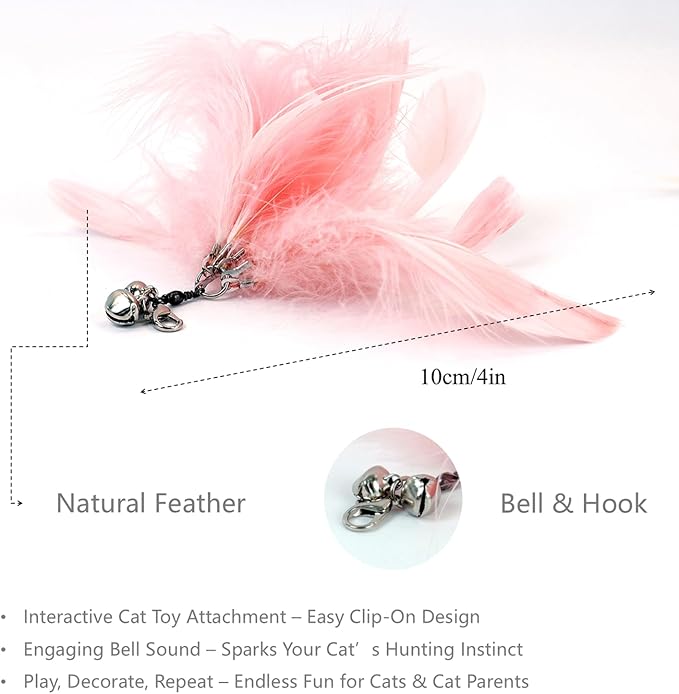 12PCS Interactive Cat Feather Wand Toy Set – 11 Bird & Feather Teaser Refills with Bells + Flexible Suction Cup Wand – Realistic Bird Design, Natural Materials, Indoor Cat Toys for Exercise & Play-Mewly Pet