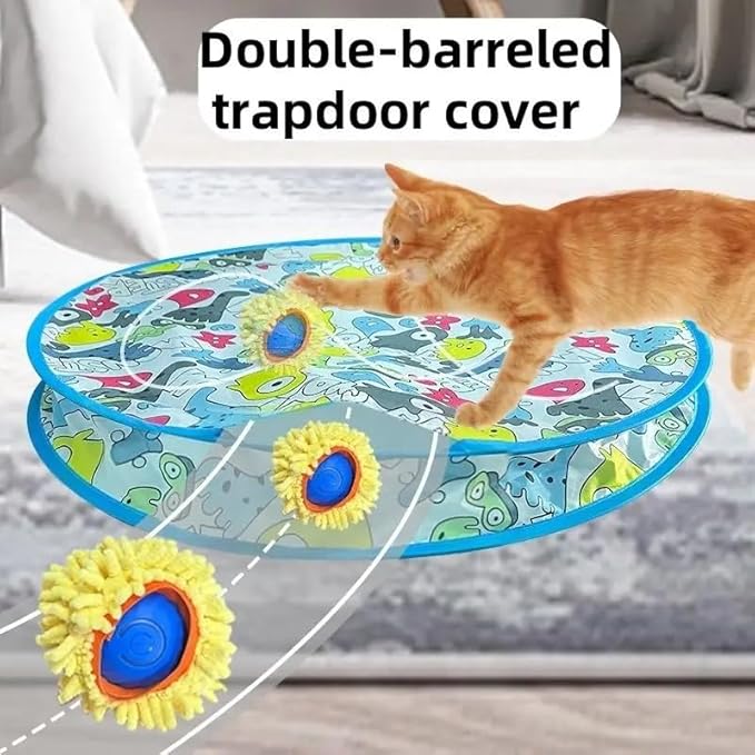 Interactive Cat Toy with Moving Ball and Sound – Motion-Activated Play Mat with Hidden Ball – Fun Hunting Toy for Indoor Cats and Kittens-Mewly Pet