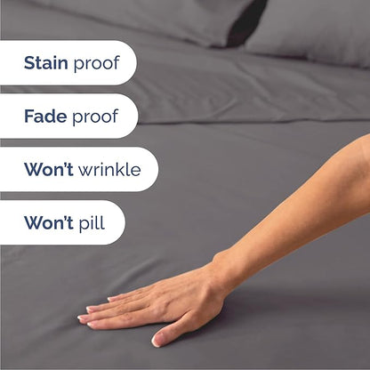 Queen 6 Piece Sheet Set - Comfy Breathable & Cooling - Ultra-Soft Hotel Luxury Bedding Set with 8-16 Inch Deep Pockets - 1 Flat & 1 Fitted Sheet & 4 Pillowcases - Wrinkle Free & Easy Care - Dark Grey
