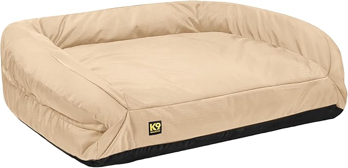 K9 Ballistics Tough Orthopedic XX-Large Bolster Dog Bed - Washable, Durable and Water Resistant Dog Bed - Made for (XXL) Big Dogs, 68"x40", Sandstone-Mewly Pet