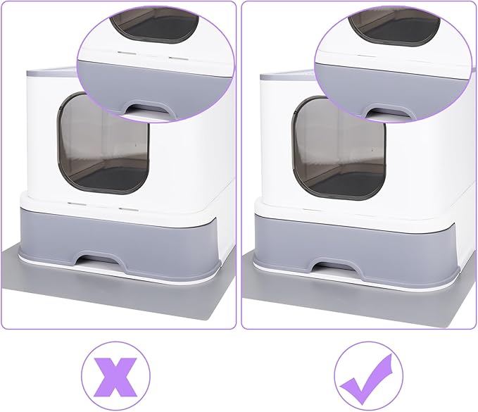 RIZZARI Cat Litter Box Stainless Steel Top-Entry : Leak-Proof Enclosed Design Reduces Odor, for Indoor Cats & Owners (White)-Mewly Pet