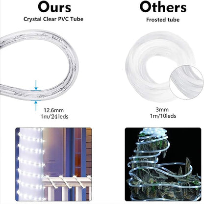 50ft 360 LED Rope Lights Outdoor, Connectable and Flexible Tube Lights with 8 Modes, Waterproof Indoor Outdoor LED Rope Lighting for Deck, Garden, Pool, Patio, Indoor Outdoor Decorations (Multicolor)