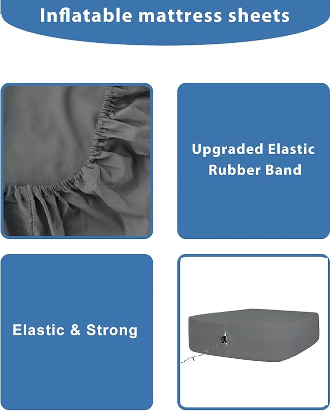 Bedecor Air Bed Sheets for Mattress Cover Removable Bed and Elastic Band Super Soft and Breathable & Deep up to 21" Dark Gray Twin XL