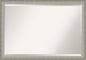 Amanti Art Silver Bathroom Mirror for Over Sink, 27x39 Elegant Brushed Pewter Narrow Rectangle Vanity Mirror, Large Casual Frame, Hangs Horizonally and Vertically, Bathroom Wall Decor, Beveled Edge