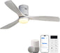 Sofucor 52 Inch Smart Ceiling Fans with Lights-Flush Mount Low Profile Modern Outdoor Solid Wood Ceiling Fans with Alexa/Google Assistant/APP/Remote Control for Bedroom/Farmhouse/Patio, Silver Grey