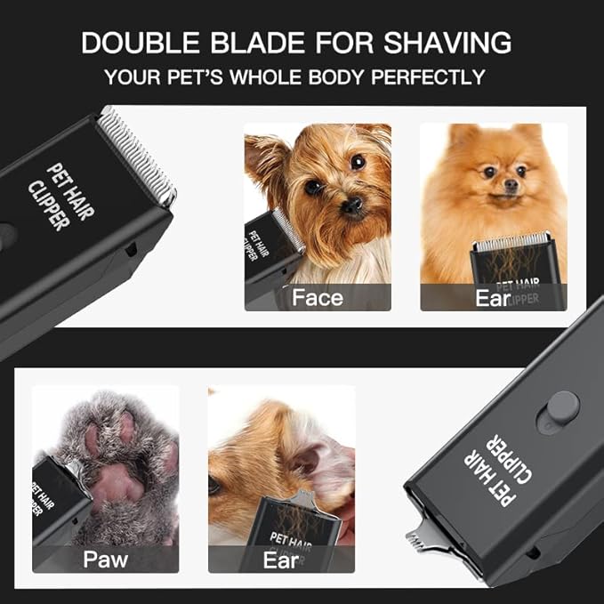 Feet Hair Trimmer, Dog Clippers,Quiet Washable USB Rechargeable Cordless Dog Grooming Kit,Electric Pets Hair Trimmers Shaver Shears for Dogs and Cats Black-Mewly Pet