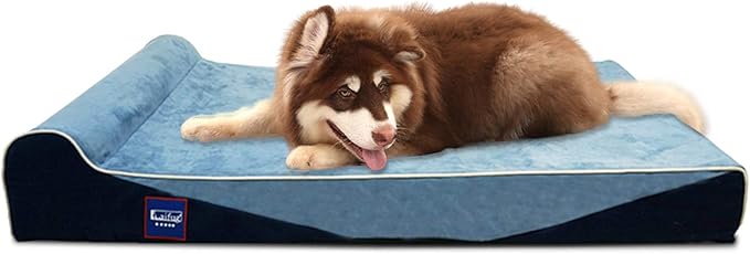 Laifug Orthopedic Memory Foam Dog Bed with Durable Water Proof Liner and Removable Washable Cover (Large (46"x28"x8"), Denim Blue)-Mewly Pet