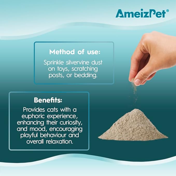 Silvervine Dust for Cats, Catnip Alternative for Training & Play, Cat & Kitten Behaviour Dust 35g (0.08 Oz)-Mewly Pet
