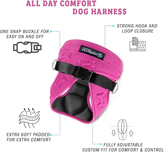 Comfort Fit Dog Harness No Pull No Escape Harness Adjustable Buckles Soft Padded Reflective Choke Step in Dog Vest with Easy Control Handle for Small Medium Large Dogs & Puppies-Mewly Pet