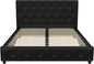 DHP Dakota Upholstered Platform Bed with Diamond Button Tufted Headboard and Footboard, No Box Spring Needed, Full, Black Faux Leather