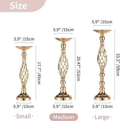 Versatile Metal Flower Arrangement, Candle Holder Stand Set for Wedding Party Dinner Centerpiece Event Restaurant Hotel Decoration (Gold, 10 x M)