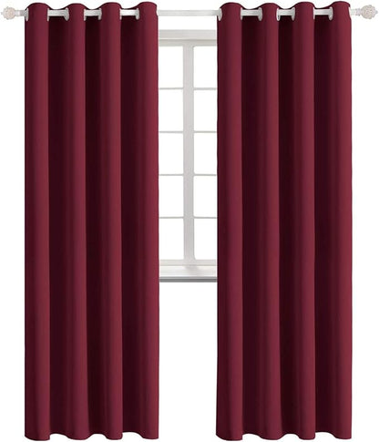 BGment Blackout Curtains for Bedroom - Grommet Thermal Insulated Room Darkening Curtains for Living Room, Set of 2 Panels, Each 46 x 84 Inch, Burgundy Red