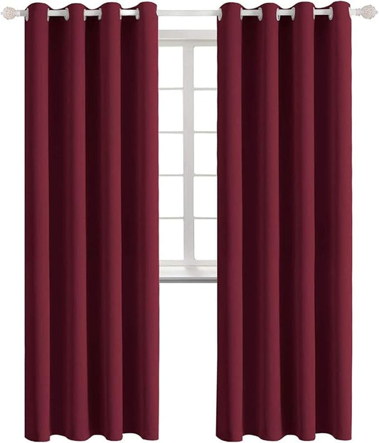 BGment Blackout Curtains for Bedroom - Grommet Thermal Insulated Room Darkening Curtains for Living Room, Set of 2 Panels, Each 46 x 84 Inch, Burgundy Red
