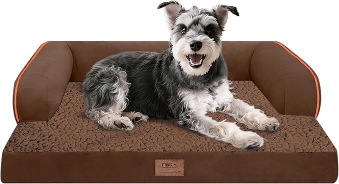 Small Dog Bed Waterproof Orthopedic Dog Beds for Medium Sized Dogs Comfy Pet Cat Bed with Sides, Washable Removable Cover-Mewly Pet