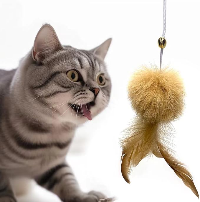 Cat Toys - Rainbow Wand, Feather Flips Plush Ball, Interactive Feather Teaser for Kitten Exercise - 3 Pack-Mewly Pet