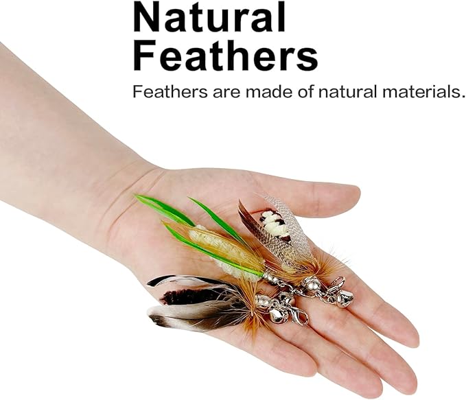 TTcat Cat Feather Wand Toys,Retractable Wand Toy with 3 Mini Insect Refills, Transparent Carbon Wire,Interactive Cat Toy Kitten Toy for Indoor Cats to Play Chase Exercis-Mewly Pet