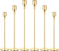 Gold Taper Candle Holders, Set of 6 Gold Candlestick Holders Taper Candle Holders fits 3/4" Thick Pillar Candle Led Modern Metal Candles, Elegant Stands Decorative Table Candle Holder