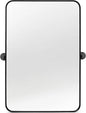 24" x 36" Pivot Rectangle Bathroom Mirror Tilting Beveled Black Metal Framed Vanity Mirrors for Wall, Tempered Glass