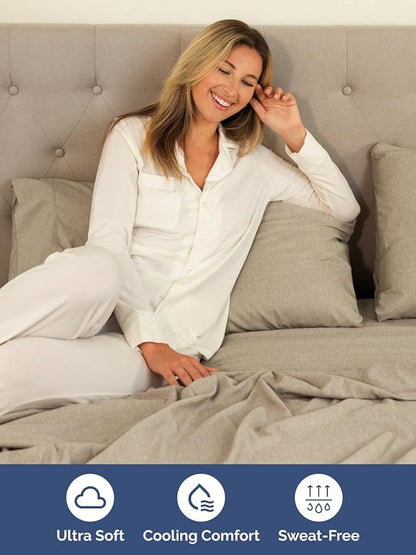 Extra Deep Twin XL Sheet Set - 4 Piece Breathable & Cooling Sheets - Hotel Luxury Bed Sheets Set - Easy Fit - Soft, Wrinkle Free & Comfy Sheets Set - Heathered Beige Sheet Set w/Extra Deep Pockets
