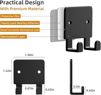 GTK 4 Pack Key Holder for Wall, Razor Holder Wall Mounted, Hat Rack, Self Adhesive Hooks, Shower Hooks, Towel Hooks(Black)