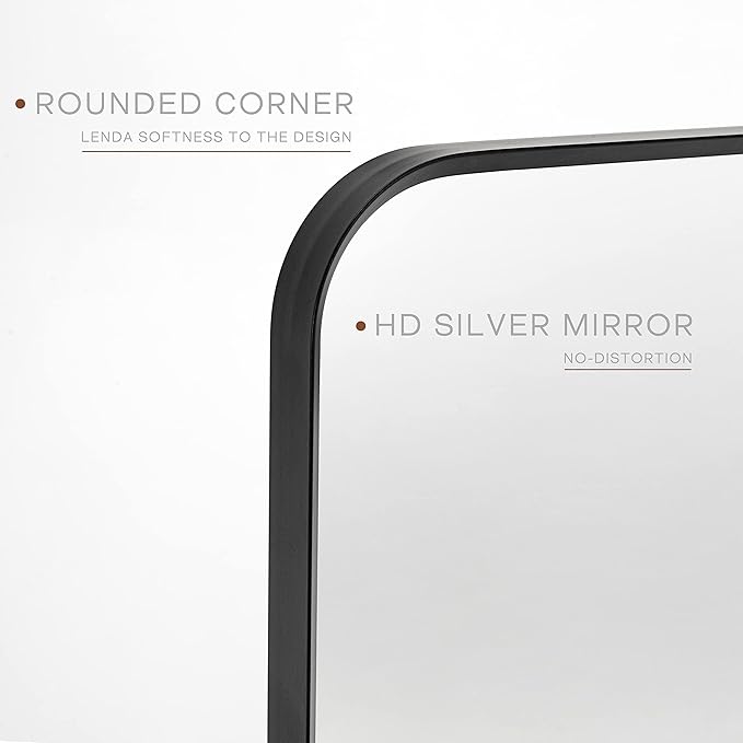 18" x 24" Pivot Rectangle Bathroom Mirror Tilting Beveled Black Metal Framed Vanity Mirrors for Wall, Tempered Glass