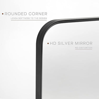 18" x 24" Pivot Rectangle Bathroom Mirror Tilting Beveled Black Metal Framed Vanity Mirrors for Wall, Tempered Glass