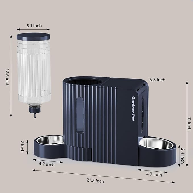 Gardner Pet Automatic Gravity Cat Food Feeder and Water Dispenser Stainless Steel Two-in-One Set Large Capacity Dispenser for Pets Dogs, Puppies, Kittens-Mewly Pet