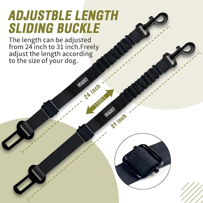 COOYOO Dog Seat Belt,3 Piece Set Retractable Dog Car Adjustable Seatbelts for Vehicle Nylon Pet Safety Heavy Duty & Elastic & Durable Car Harness for Dogs-Mewly Pet