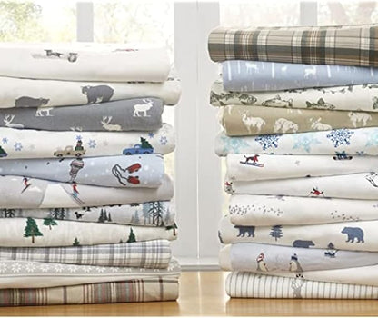 Eddie Bauer - Full Sheets, Cotton Flannel Bedding Set, Brushed For Extra Softness, Cozy Home Decor (Deer Lodge, Full)