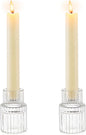 Romadedi Glass Candle Holder for Candlestick - 2Pcs Clear Small Tapered Candle Holders Wedding Decor Table Centerpiece for Candle Sticks Christmas Party Table Living Room Dinner Advent