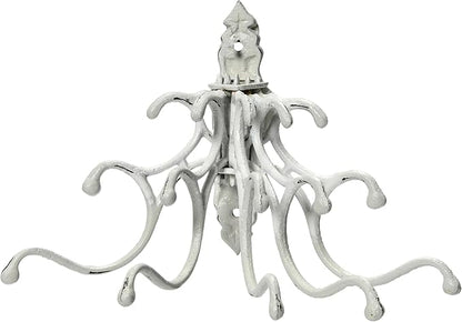 Creative Co-Op Antique Decorative Cast Iron Multi Hook Wall Hanger with 15 Hooks, Distressed White