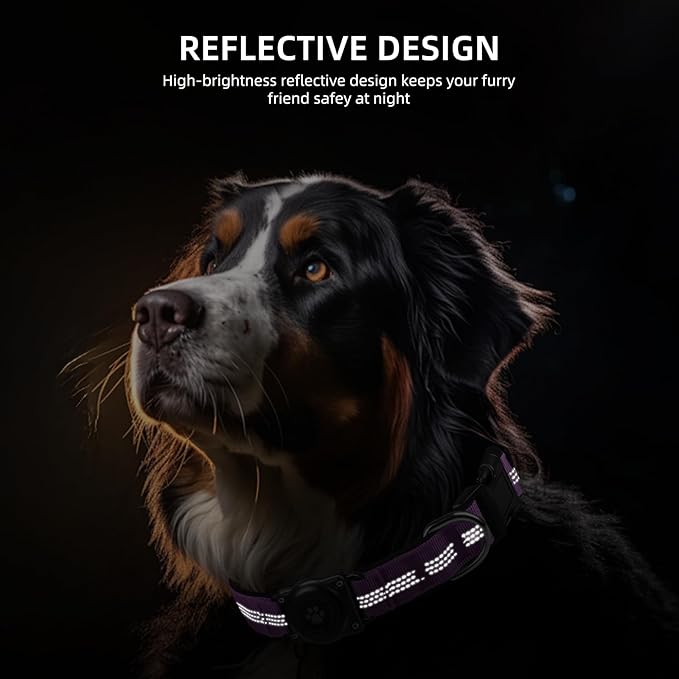 Reflective Air Tag Dog Collar - 100% Waterproof Dog Collar AirTag Holder | Extra-Durable, Soft Padded AirTag Dog Collars for Small Medium Large Dogs-Mewly Pet