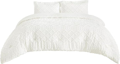 Bedsure Oversized King Comforter Set - Ivory Comforter, Boho Tufted Shabby Chic Bedding, 3 Pieces Vintage Farmhouse Bed Set for All Seasons, Fluffy Soft Bedding with 2 Pillow Shams