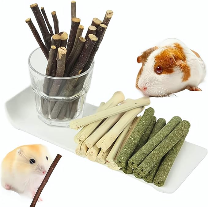 150g 3 Types of Combined Chew Toys Molar Sticks Sweet Bamboo Apple Branch Timothy Grass for Pets Chinchilla Squirrel Gerbil Hamster Squirrel Guinea Pigs-Mewly Pet