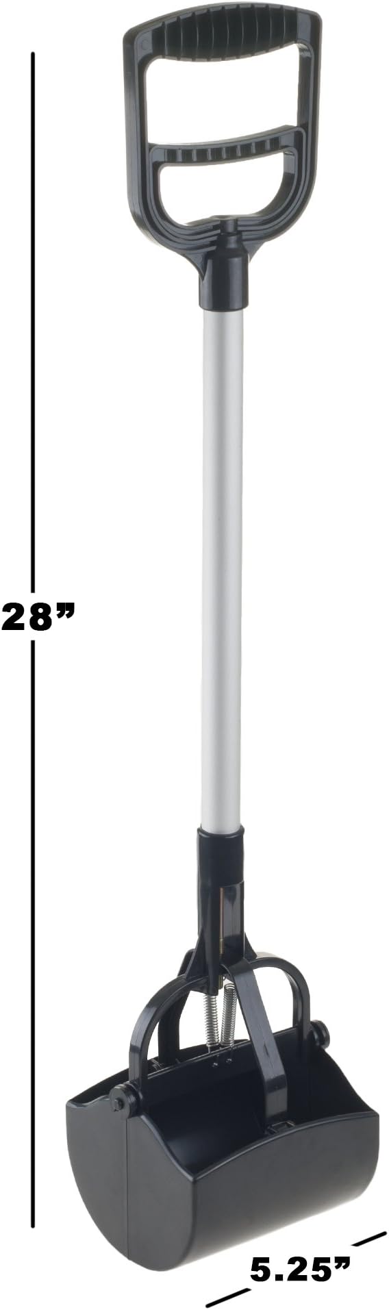 Pet Pooper Scooper - Plastic and Aluminum Cat and Dog Poop Grabber with Long Handle - Enables One-Handed Use on Concrete and Grass by PETMAKER (Black)-Mewly Pet